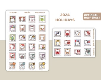 2024 Eche Holiday Stickers | Eche Character Planner Stickers | ECHE74