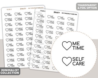 Me Time & Self Care Text/Icon Stickers | Minimalist Planner Stickers | TI01