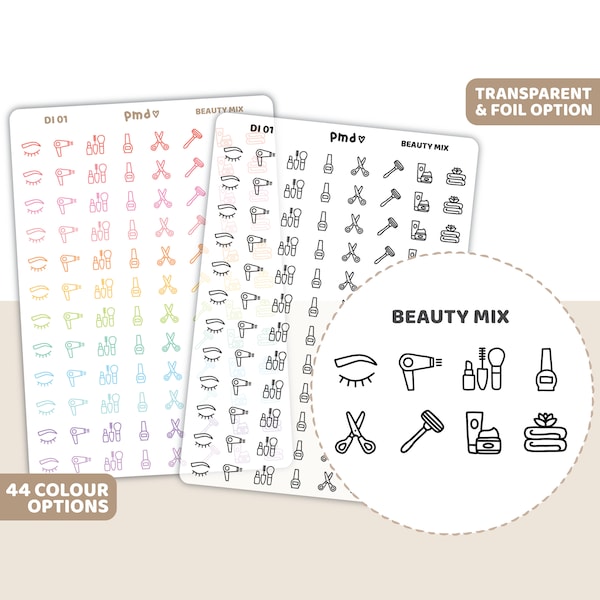 Beauty Mix Mini Icon Stickers | Planner Stickers | DI01