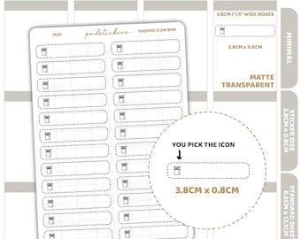 Dashed Icon Box Stickers | Minimal Planner Stickers | M05