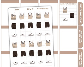 Activewear Stickers | PMD Drawn Icon Planner Stickers | PI95