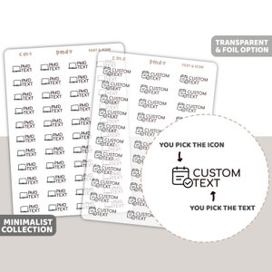 Custom Text & Icon Stickers | Minimalist Planner Stickers | C01