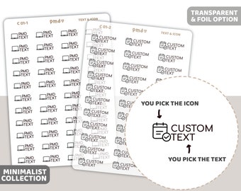 Custom Text & Icon Stickers | Minimalist Planner Stickers | C01