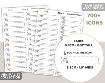 Dashed Icon Box Stickers | Planner Stickers | C44