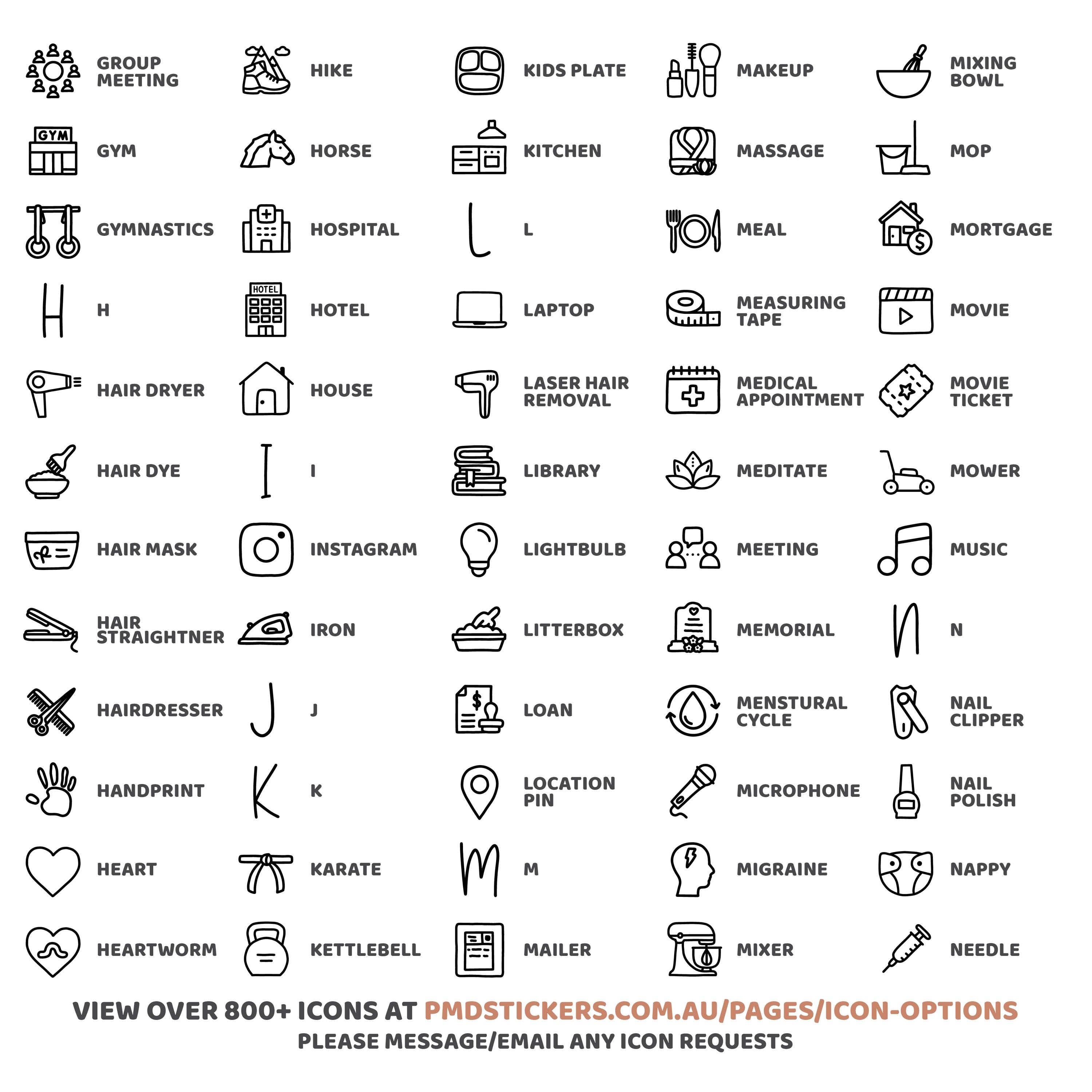 Mini Icon Dot Stickers | 800+ Icons | Planner Stickers | 08 - Etsy ...