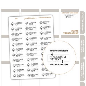 Aangepaste tekst- en pictogramstickers | Aangepaste minimale plannerstickers | C09