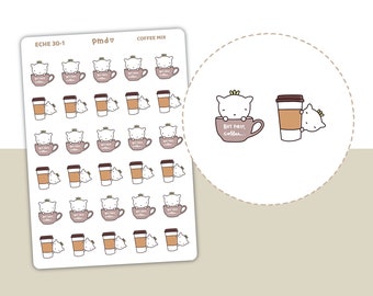 Coffee Stickers | Eche Character Planner Stickers | ECHE30