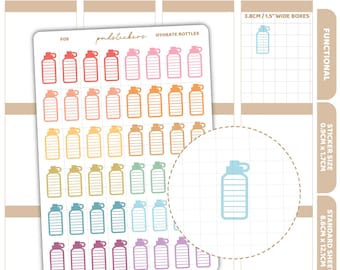 Hydrate Bottle Stickers | Functional Planner Stickers | F09