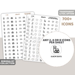 Custom Mini Icon Dot Stickers Any 2, 4 or 8 Icons per sheet Minimalist Planner Stickers C35 image 1