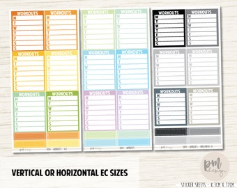 Workout Sidebar Stickers - Vertical or Horizontal EC Planners - SB04