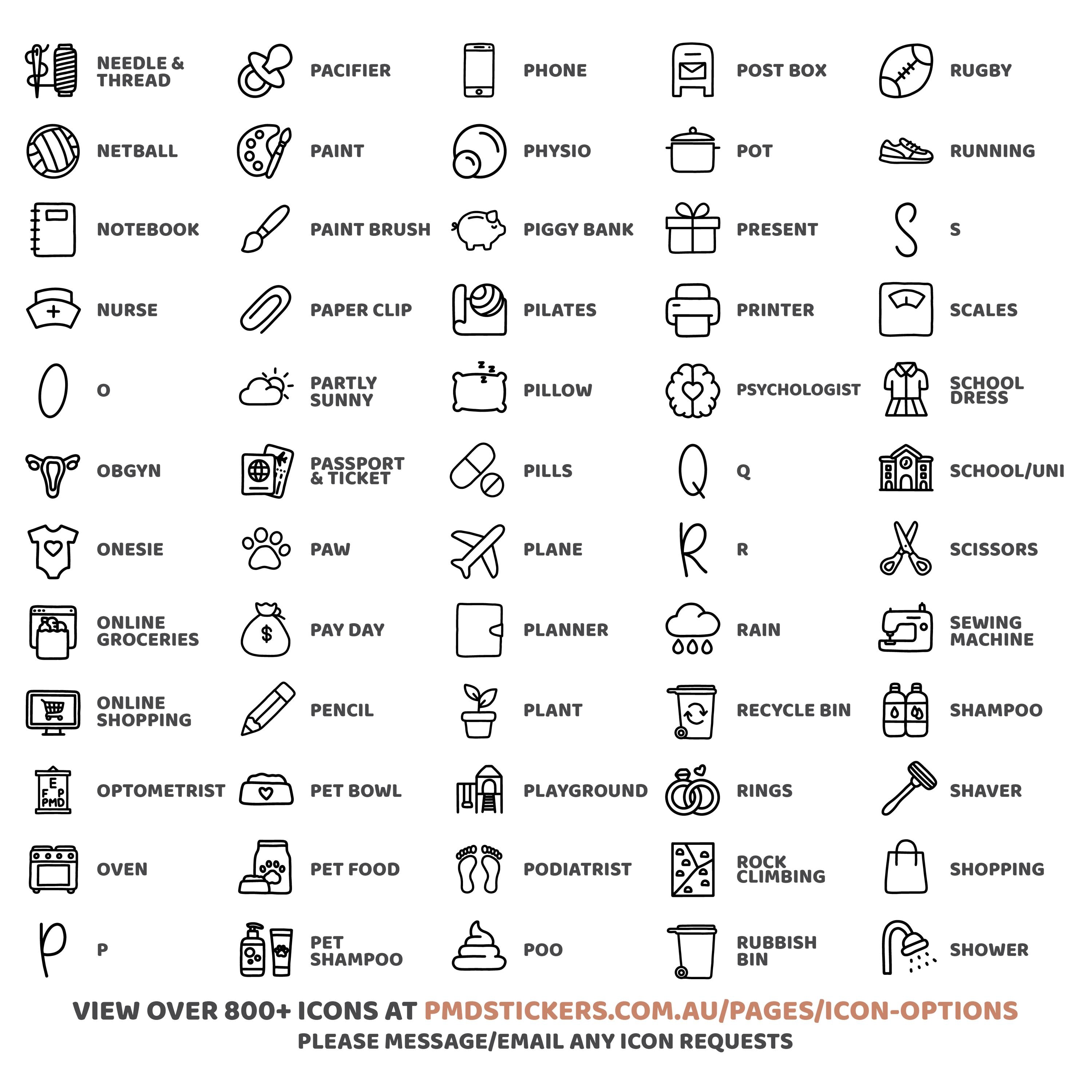 Mini Icon Dot Stickers | 800+ Icons | Planner Stickers | 08 - Etsy ...