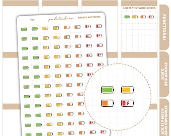 Energy Battery Stickers | Functional Planner Stickers | F05