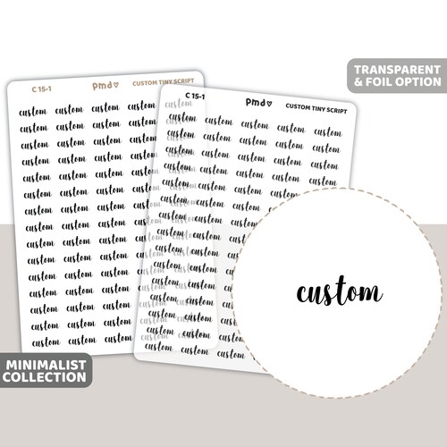 Custom Tiny Script Word Stickers Minimalist Planner Stickers - Etsy ...