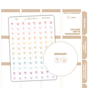 Grocery Mix Icon Dot Stickers | Planner Stickers | IM06