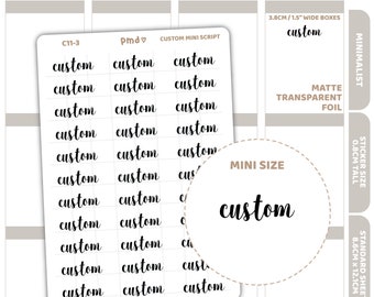 Custom Mini Script Word Stickers | Minimalist Planner Stickers | C11