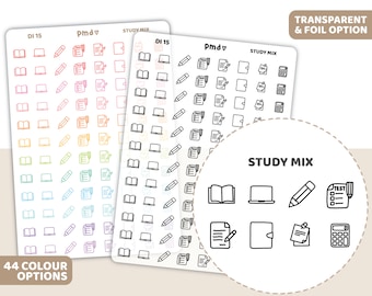 Study Mix Icon Stickers | Planner Stickers | DI15