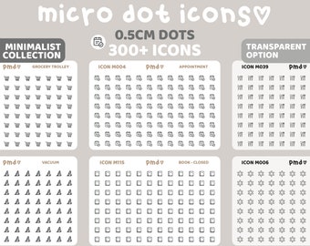 Micro Dot Icon Stickers | Half Sheets | 300+ Icons | Minimalist Planner Stickers | ICON M000