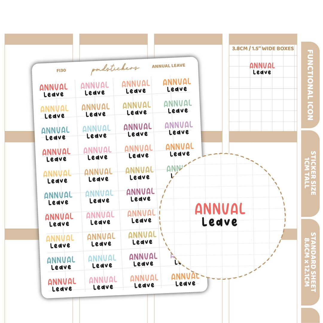 Annual Leave Stickers | Functional Icon Planner Stickers | FI30 - Etsy
