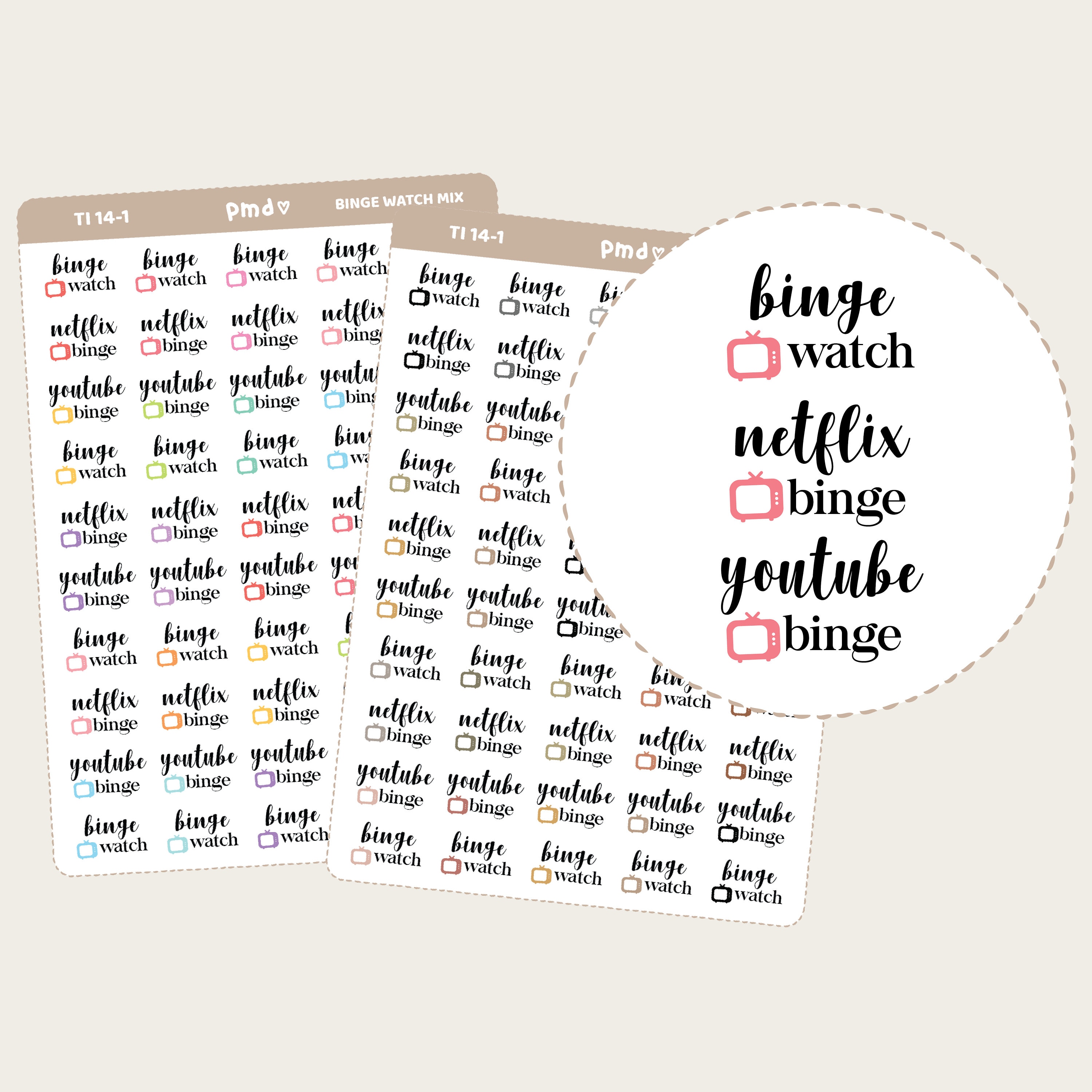 Binge Watch Netflix Binge Youtube Binge Text Icon Stickers Etsy