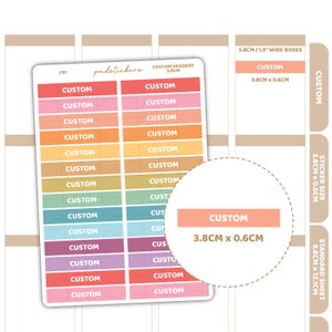 Custom 3.8cm Header Stickers | Custom Planner Stickers | C01