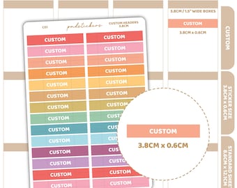 Pegatinas de encabezado personalizadas de 3,8 cm / Pegatinas de planificador personalizadas / C01