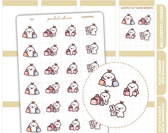 Shopping Sprout Character Stickers | Planner Stickers | S12