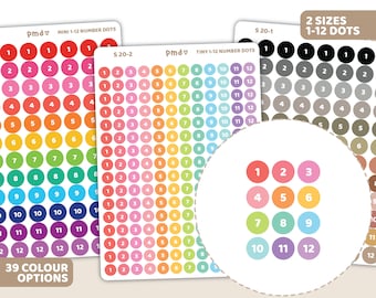 1-12 Number Dot Stickers | Planner Stickers | S20