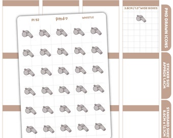 Whistle Stickers | PMD Drawn Icon Planner Stickers | PI92