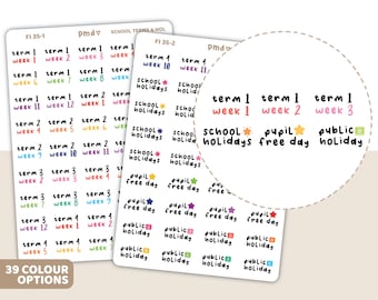 School Term Weeks & Holiday Stickers | Planner Stickers | FI35 (2)