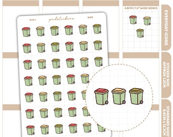 Bins Everyday Icon Stickers | Planner Stickers | EI13