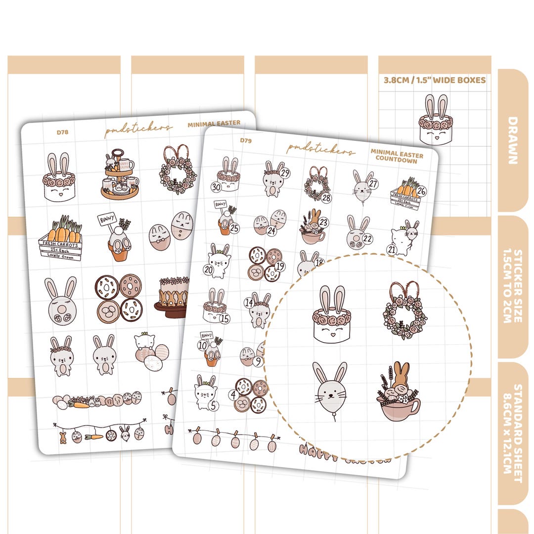 Sticker Sprout Countdown Easter Minimal & Countdown Stickers | Drawn Planner Stickers | D78-79 ...