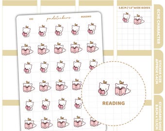 Reading Stickers | Eche Character Planner Stickers | E32