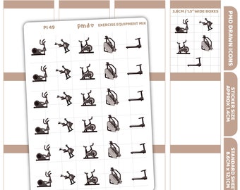 Exercise Equipment Stickers | PMD Drawn Icon Planner Stickers | PI49