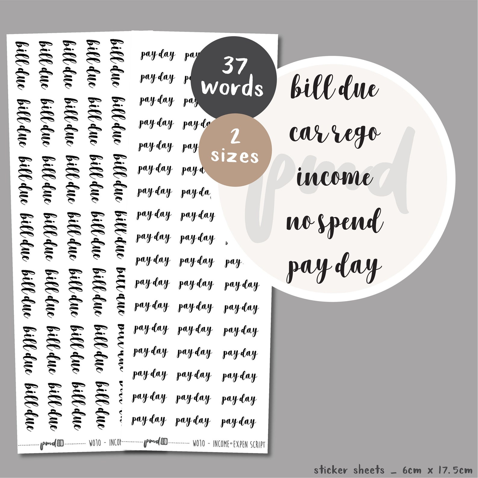 Script Word Stickers Planner Stickers WO10 Etsy