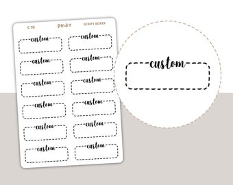 Custom Script Box Stickers | Planner Stickers | C10