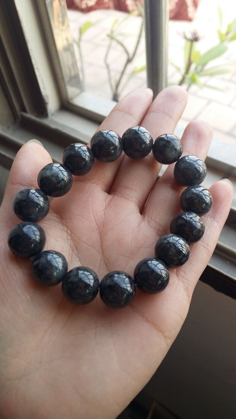 12mm AAA grade natural jade bead bracelet noble black jade | Etsy