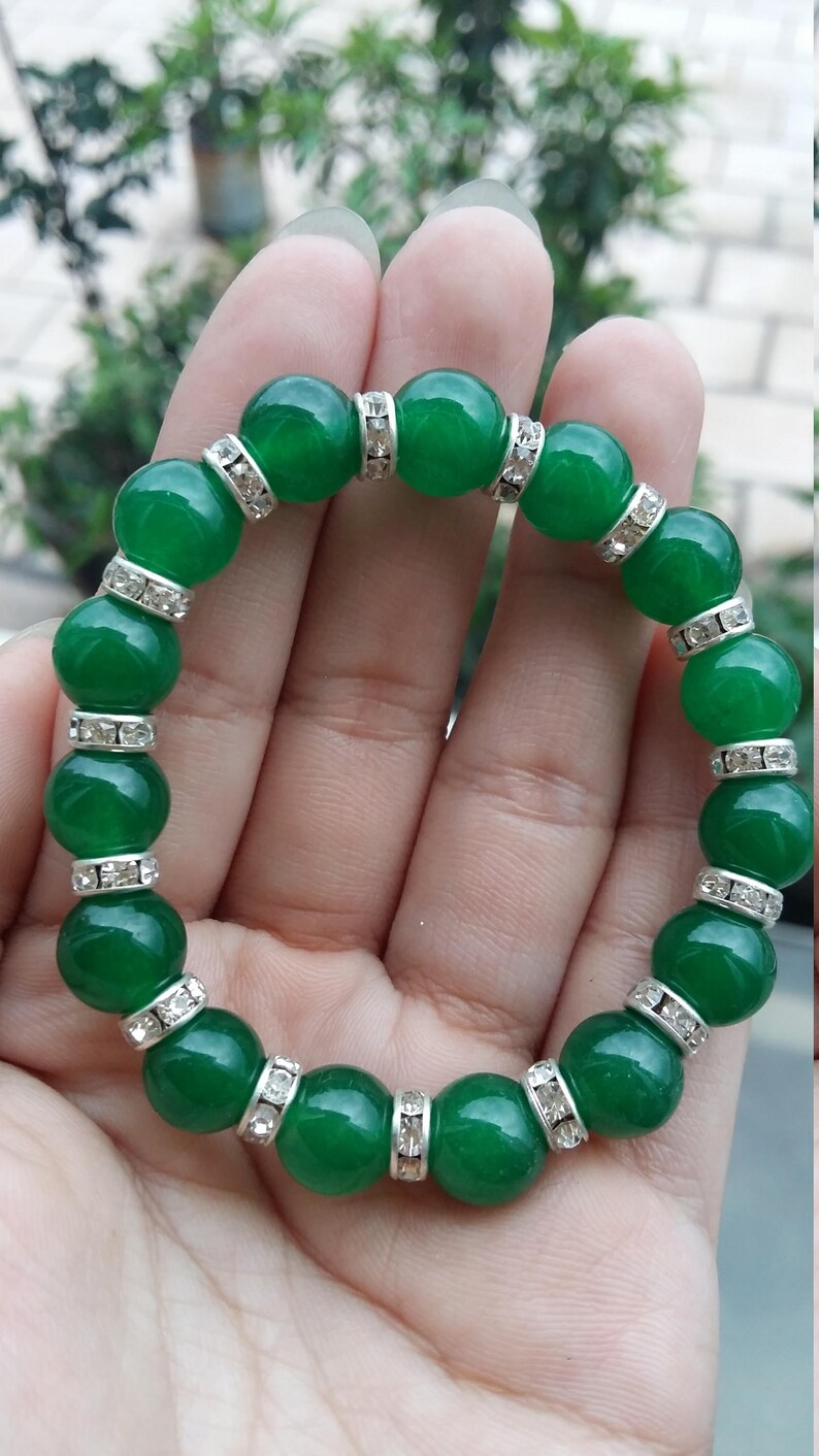 Natural Malay Jade Bracelet Jade Green Ball Alloy Bracelet | Etsy