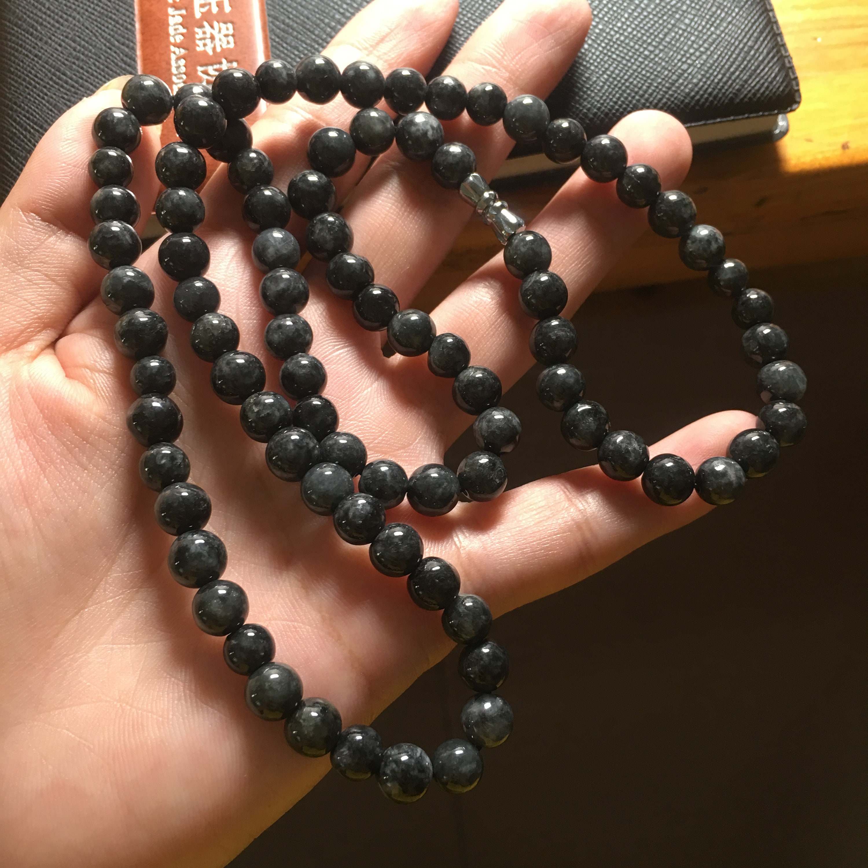 Authentic natural black jade stone jade necklace female Etsy