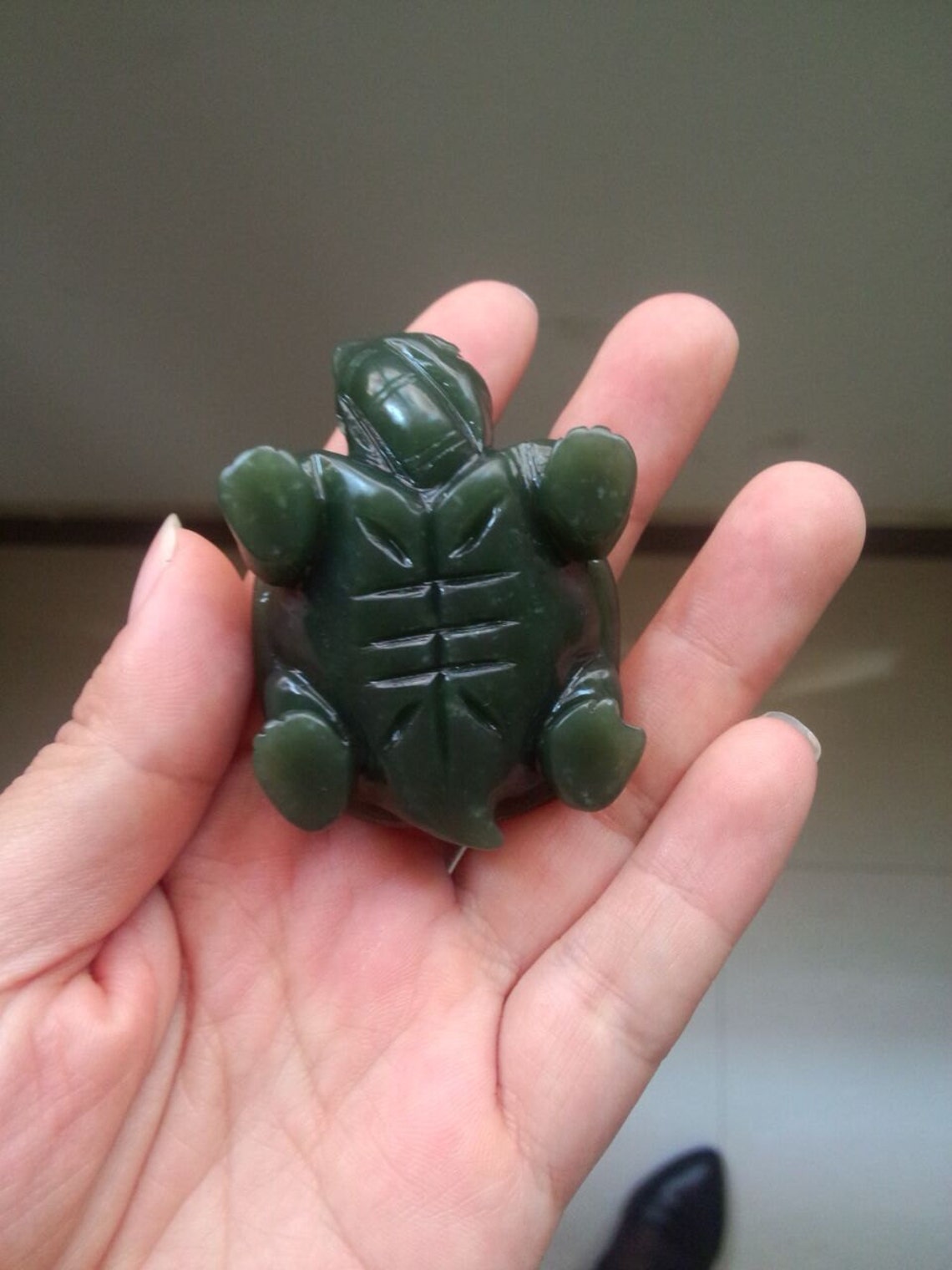 Handcarved natural jade Turtle pendant hand Etsy