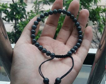 6mm AAA natural jade bead bracelet, noble Black Bracelet, lucky bracelet, 8 inch black jade, Stretch Bracelet