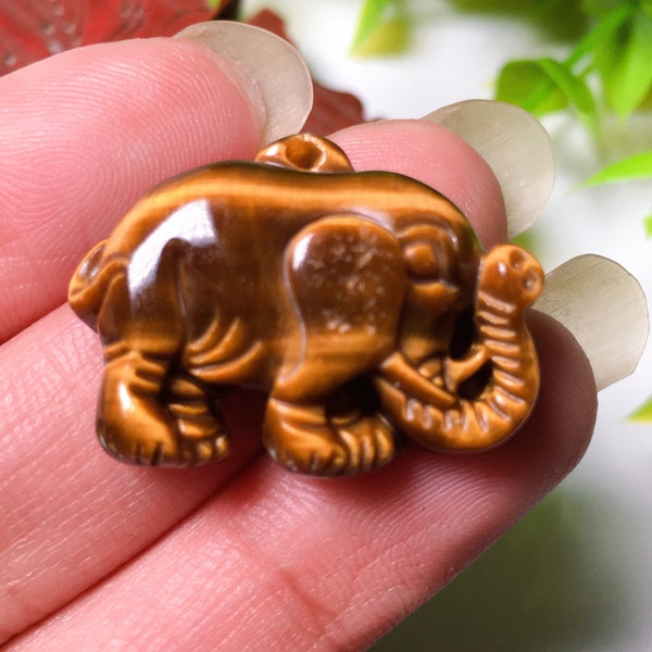 Natural AAA -class yellow tiger eye carving "elephant" fashion pendant