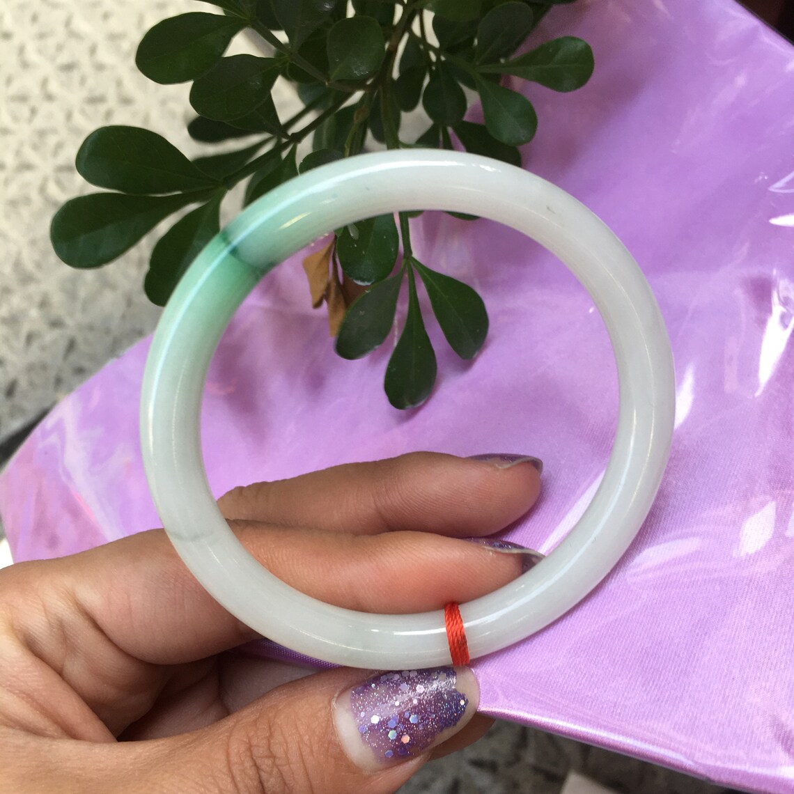 Natural AAA lucky round jade bracelet with a touch of green Etsy