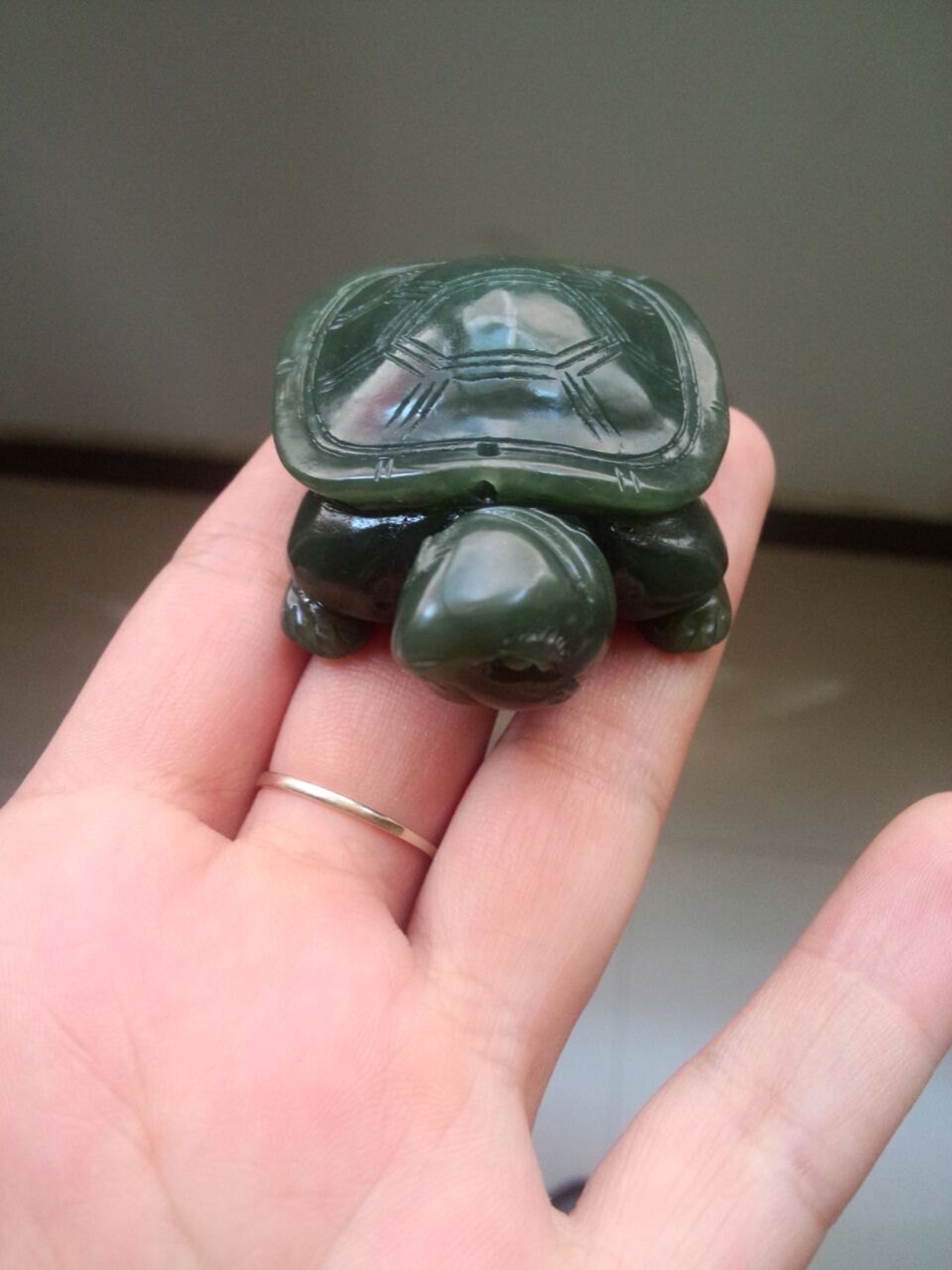 Handcarved natural jade Turtle pendant hand Etsy
