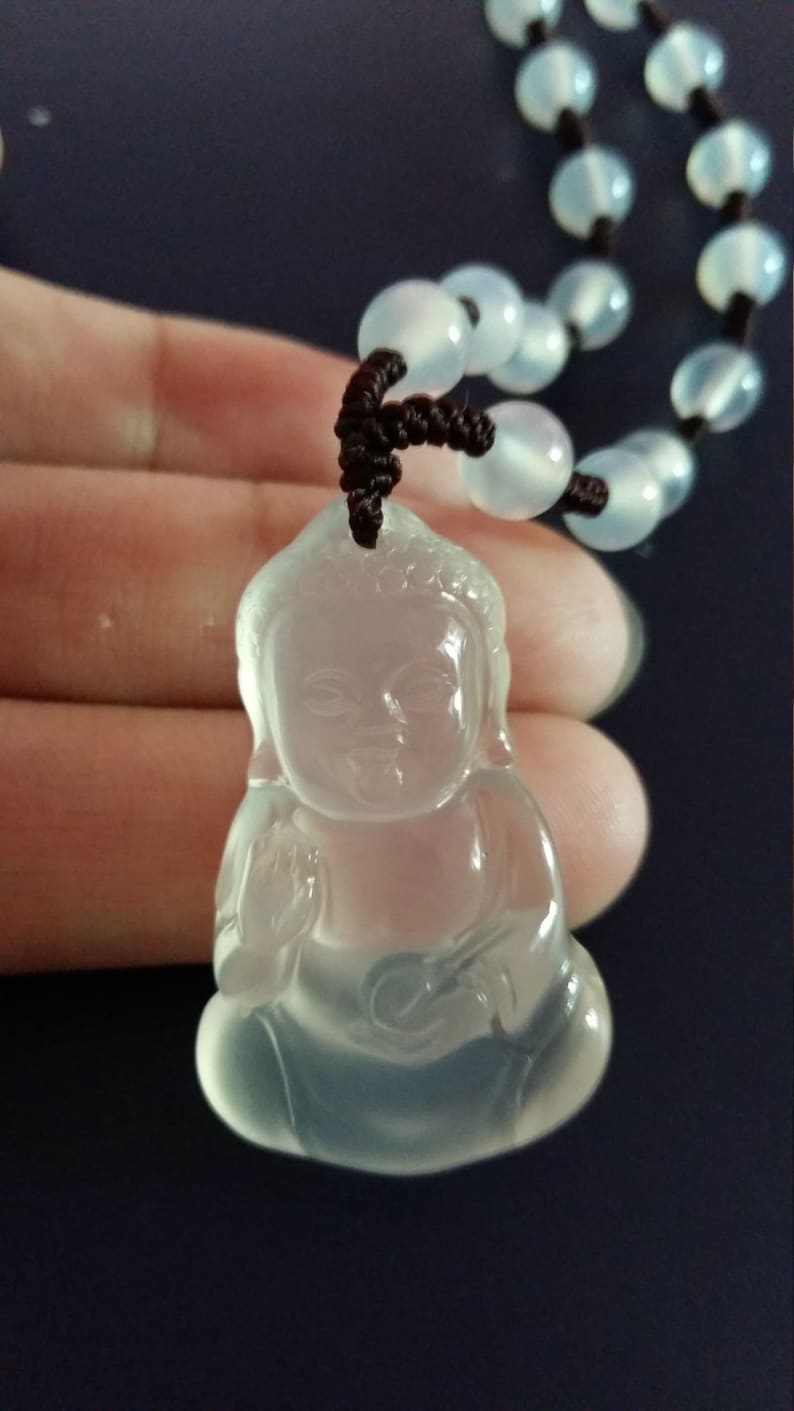 chalcedony Superfluorescent long sweater chain 2016 new spring and summer Buddhist gifts AAA grade natural white agate pendant Buddha