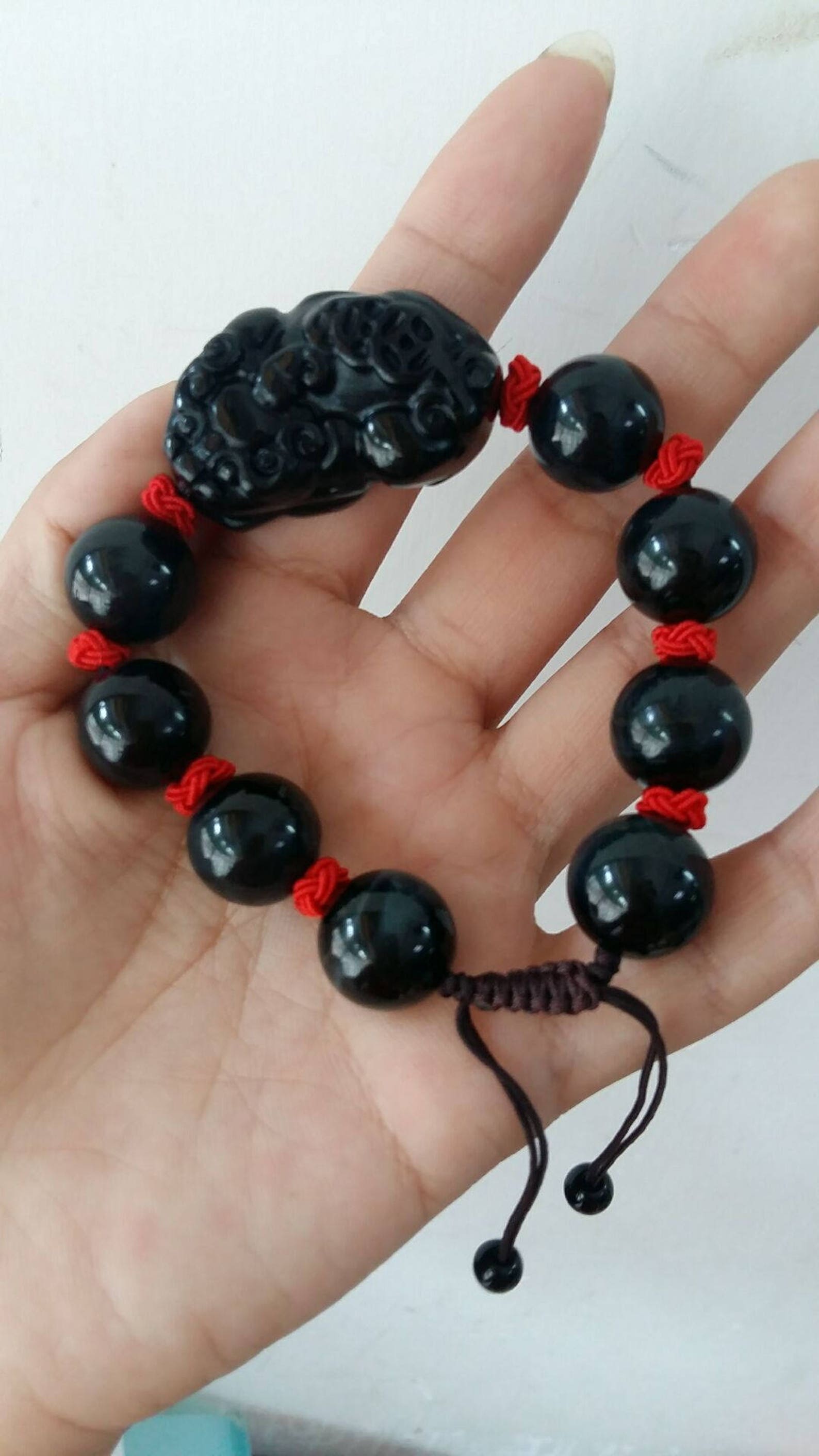 Black Yao Shi pi Yao Bracelet 12mm Blue Tiger Etsy Australia