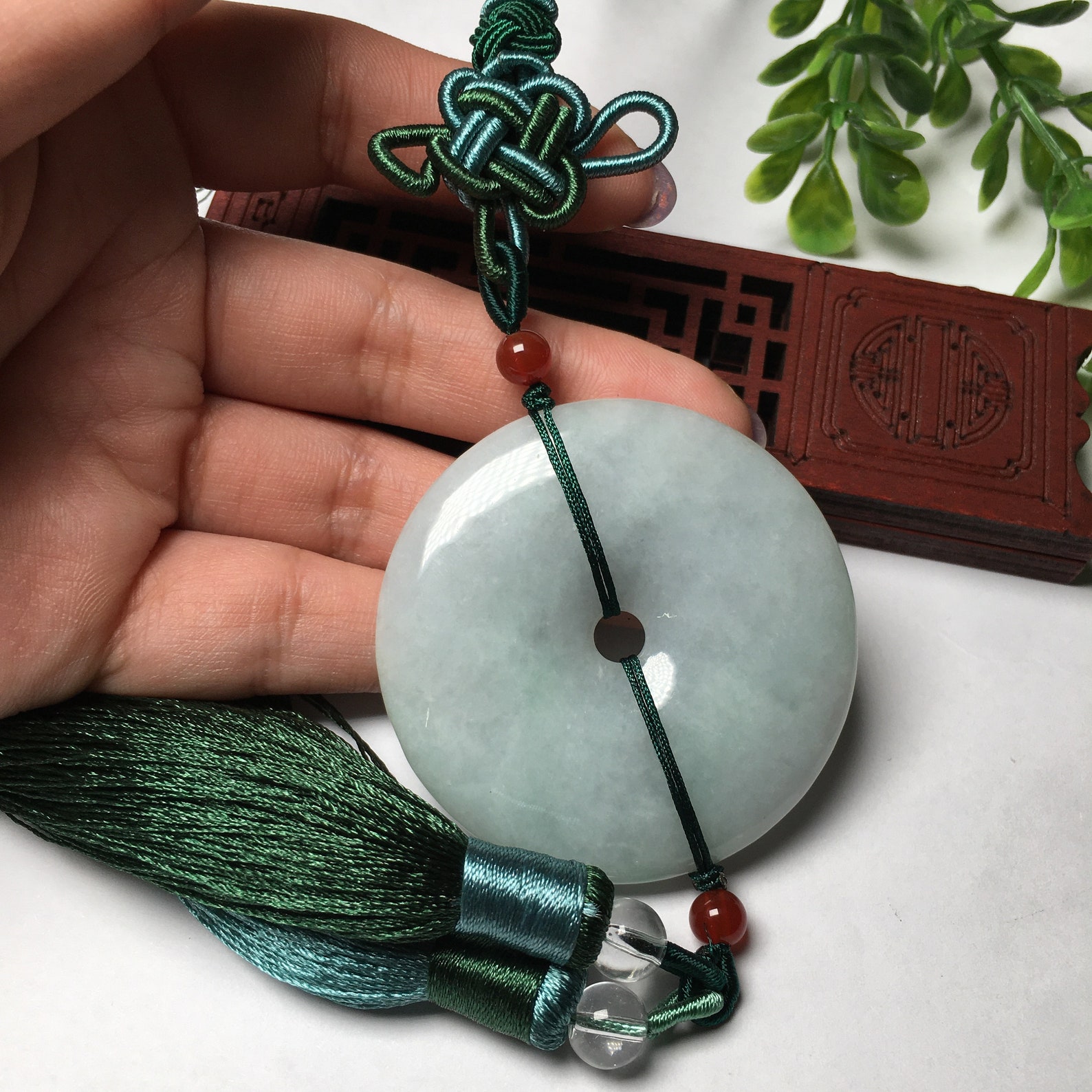 Natural jade jadeite handknitted Chinese knot ornaments Etsy