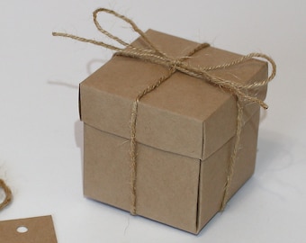 1 Sample Box - Brown Kraft Box - 2.4 inches square Gift Box with Lid - Wedding Favor Box