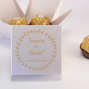 100 Hochzeitsgeschenkboxen - Benutzerdefiniertes Logo gedruckt, personalisierte Geschenkboxen mit Deckeln für Gäste in loser Schüttung, elegante kleine Geschenkboxen