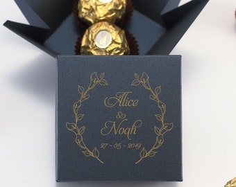 50 Personalized Wedding Favor Boxes - Navy Blue Gift Boxes with Lids - Small Party Favor Boxes for Bridal Shower, Birthday, Engagement