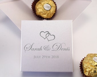 50 White Favor Boxes - Personalized Wedding Gift Boxes for Guests - Small Candy Boxes with Lid - Wedding Bonbonniere Boxes